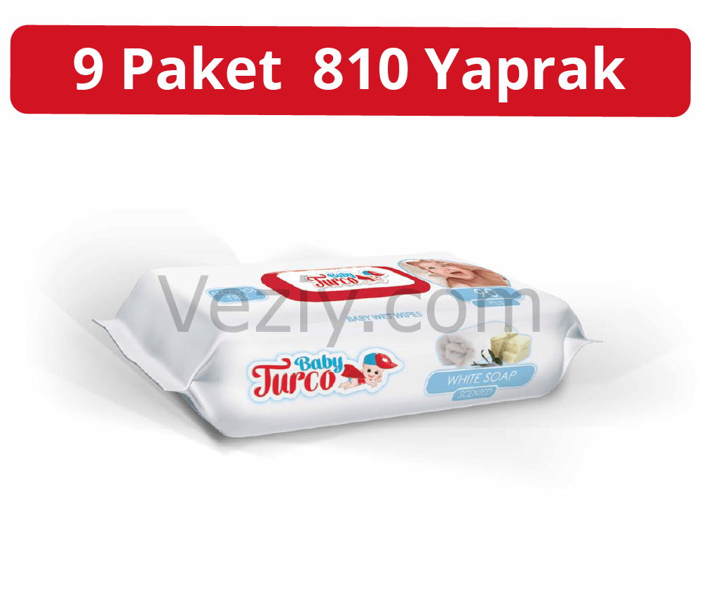 Baby Turco Beyaz Sabun Kokulu Islak Bebek Havlusu 9 x 90'lı