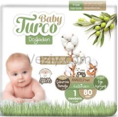 Baby Turco Doğadan Bebek Bezi 2-5 KG 1 Beden 80 Adet