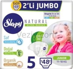 Sleepy Natural Bebek Bezi 5 Numara Junior 2'li Jumbo 48 Adet