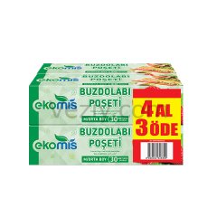 Ekomis Orta Boy Buzdolabı Poşeti 30'lu 4 Paket 24 x 38 CM