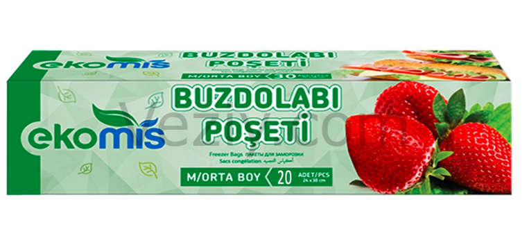 Ekomis Orta Boy Buzdolabı Poşeti 20'li 5 Paket 24 x 38 CM