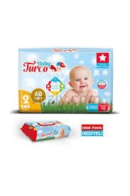 Bebek Bezi 2 Beden Mini 60 Adet + Islak Havlu Hediyeli