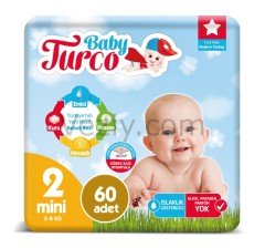 Baby Turco Bebek Bezi 3-6 KG 2 Beden 5 x 60 Adet