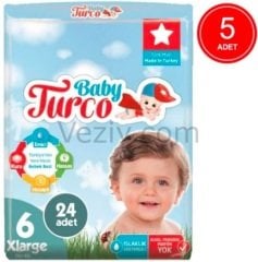 Baby Turco Bebek Bezi 16+ KG 6 Beden 5 x 24 Adet