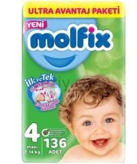 Molfix 3D Ultra Avantaj Paketi Bebek Bezi 7-14 KG 4 Beden 136 Adet