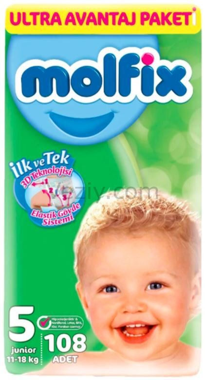 Molfix 3D Ultra Avantaj Paketi Bebek Bezi 11-18 KG 5 Beden 108 Adet