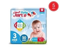 Baby Turco Bebek Bezi 5-9 KG 3 Beden 5 x 50 Adet