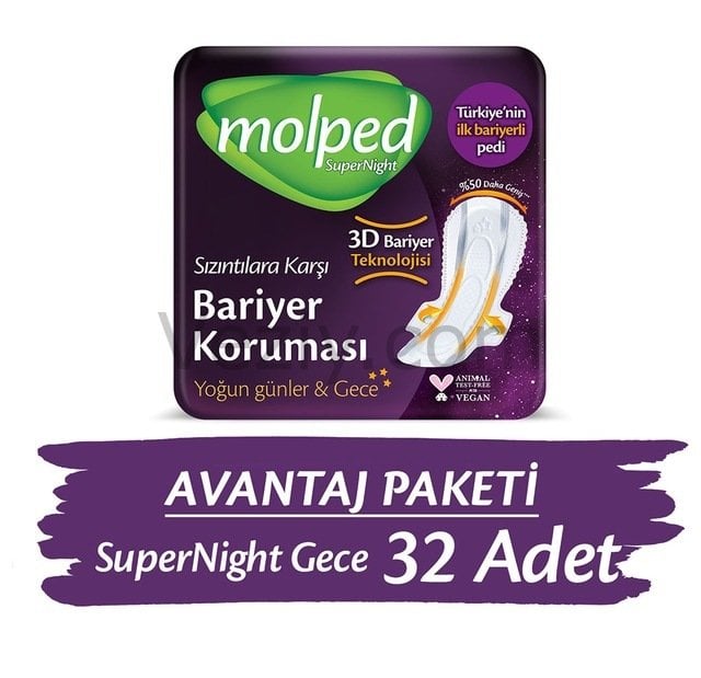 Molped Super Night Hijyenik Ped Gece 32 Adet