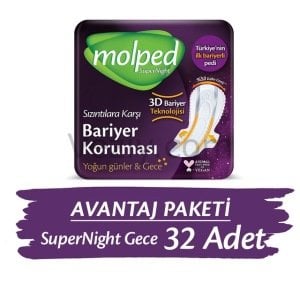 Molped Super Night Hijyenik Ped Gece 32 Adet