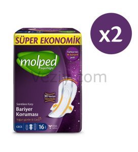 Molped Super Night Hijyenik Ped Gece 32 Adet